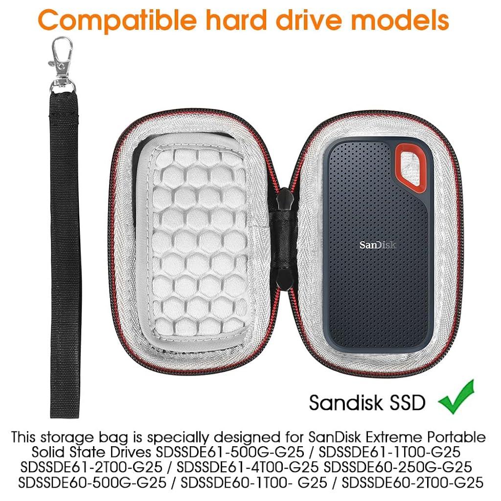 ZORBES Hard Drive Storage Bag for SanDisk 500GB/ 250GB/ 1TB/ 2TB/ 4TB Portable SSD- SDSSDE61/ SDSSDE60-Black ZORBES Hard Drive Storage Bag for SanDisk 500GB/ 250GB/ 1TB/ 2TB/ 4TB Portable SSD- SDSSDE61/ SDSSDE60-Black